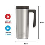 THERMOS ALTA SERIES Stainless Steel Mug 18 Ounce, Matte Steel/Espresso Black