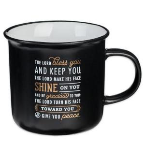 Christian Art Gifts Black Camp Style Ceramic Coffee Mug – 13 oz. Lead-free Inspirational Scripture Coffee & Tea Mug for Men & Women with Bible Verse: The Lord Bless You and Keep You – Num. 6:24-26