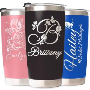 Personalized Tumbler Custom Coffee Tumbler Laser Engrave with Name 20 Oz Stainless Steel Travel Tumbler Cup Mug Personalized Gifts for Birthday Christmas Anniversary for Men Women Kids