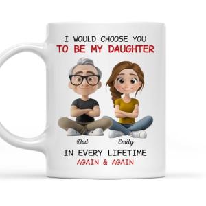 Wrappiness Personalized Coffee Mug for Daughter from Dad - Custom Coffee Mugs With Names - Always Choose You From Father to Daughter Birthday Gift