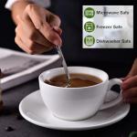 DeeCoo 11 oz White Cappuccino Mug- Large Ceramic Coffee Cup with Saucer - Microwave and Dishwasher Safe, Perfect For Tea, Espresso, Latte - Porcelain Set for Kitchen or Cafe, Baristas, Great Gift