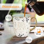 Christian Art Gifts Large Ceramic Inspirational Scripture Coffee & Tea Mug for Women: Be Still & Know Bible Verse Psalm, Cute Novelty Non-toxic Golden Beverage Cup, White & Light Teal Floral, 14 oz.