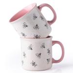 AmorArc 22 OZ Large Ceramic Coffee Mugs, Oversized Soup Cups With Big Handle for Men Women Dad Mom, Big Mug With Textured Bees Patterns for Office & Home -Microwave Safe, 2 Pcs