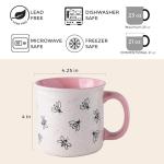 AmorArc 22 OZ Large Ceramic Coffee Mugs, Oversized Soup Cups With Big Handle for Men Women Dad Mom, Big Mug With Textured Bees Patterns for Office & Home -Microwave Safe, 2 Pcs