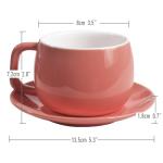 ionEgg Porcelain Coffee Cup with Saucer 270ml/9oz, Minimalist Design, Perfect for Latte, Cappuccino, and Tea, Pink