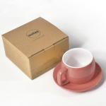 ionEgg Porcelain Coffee Cup with Saucer 270ml/9oz, Minimalist Design, Perfect for Latte, Cappuccino, and Tea, Pink
