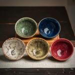 Doorpetal chinese tea cups,gongfu Ceramic Teacup Set, 4.06 oz (120 ml), Set of 5, 5 Colors