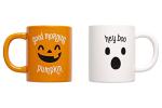 Pearhead Halloween Coffee Mug Set of 2 Fall Pumpkin Ghost Ceramic Cups 13oz Microwave Dishwasher Safe Autumn Gift
