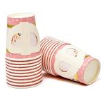 Gift Boutique 36 Paper Tea Cups with Handles and 36 Floral Shaped Saucers Disposable Teacup Set for Kids Adults Birthday Baby Bridal Shower Tea Party