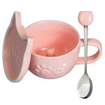 Koolkatkoo Pink Cat Mug Ceramic Coffee Cup - Tea Cup with Lid and spoon, Ceramic Animals inside, Mugs for Women, Valentine's Day Mother's Day Pink Gifts, 10oz
