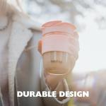SoleCup. - Reusable Strengthened Glass Travel Cup - Spill Proof Insulated Coffee Mug - 12oz/340ml BPA-Free Hot Drink Travel Mug with Lid & Silicone Band (Pink)