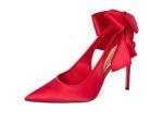 Steve Madden Women's Teacup Pump, Red Satin, 6