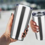 EcoMozz 20oz Tumbler Bulk Stainless Steel Vacuum Insulated Tumblers with Lid Double Wall Travel Mug Powder Coated Coffee Cup, Suitable for Ice Drinks and Hot Beverage (Stainless steel 1pack)