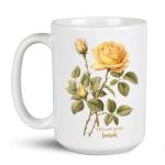 Vintage Flowers Ceramic Cup, Personalized Name Rose Detailed Mug, Customized Floral Design Coffee Cup, Unique Rose Lovers Travel Mug, Novelty Tea Cup, Gifts For Girlfriend