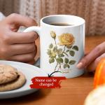 Vintage Flowers Ceramic Cup, Personalized Name Rose Detailed Mug, Customized Floral Design Coffee Cup, Unique Rose Lovers Travel Mug, Novelty Tea Cup, Gifts For Girlfriend
