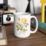 Vintage Flowers Ceramic Cup, Personalized Name Rose Detailed Mug, Customized Floral Design Coffee Cup, Unique Rose Lovers Travel Mug, Novelty Tea Cup, Gifts For Girlfriend