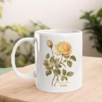 Vintage Flowers Ceramic Cup, Personalized Name Rose Detailed Mug, Customized Floral Design Coffee Cup, Unique Rose Lovers Travel Mug, Novelty Tea Cup, Gifts For Girlfriend