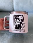 EXIGENT Funny Stay Positive Skull Coffee Tea Cup Mug Collectible 14Oz Ounces Birthday Gifts Decorations (SKULL)