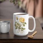 Vintage Flowers Ceramic Cup, Personalized Name Rose Detailed Mug, Customized Floral Design Coffee Cup, Unique Rose Lovers Travel Mug, Novelty Tea Cup, Gifts For Girlfriend