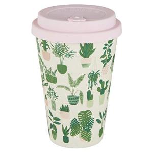 Slant Collections Bamboo Fiber Coffee Travel Mug with Silicone Lid & Sleeve, 13-Ounce, Plants