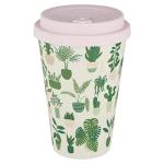 Slant Collections Bamboo Fiber Coffee Travel Mug with Silicone Lid & Sleeve, 13-Ounce, Plants