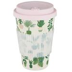 Slant Collections Bamboo Fiber Coffee Travel Mug with Silicone Lid & Sleeve, 13-Ounce, Plants