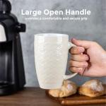 AmorArc Large Coffee Mugs Set of 6, 16oz Ceramic Tall Coffee Mugs Set with Textured Geometric Patterns for Coffee/Tea/Beer/Hot Cocoa, Dishwasher & Microwave Safe,Beige