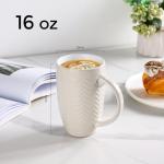 AmorArc Large Coffee Mugs Set of 6, 16oz Ceramic Tall Coffee Mugs Set with Textured Geometric Patterns for Coffee/Tea/Beer/Hot Cocoa, Dishwasher & Microwave Safe,Beige