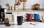 AmorArc Large Coffee Mugs Set of 6, 16oz Ceramic Tall Coffee Mugs Set with Textured Geometric Patterns for Coffee/Tea/Beer/Hot Cocoa, Dishwasher & Microwave Safe,Beige