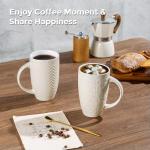 AmorArc Large Coffee Mugs Set of 6, 16oz Ceramic Tall Coffee Mugs Set with Textured Geometric Patterns for Coffee/Tea/Beer/Hot Cocoa, Dishwasher & Microwave Safe,Beige