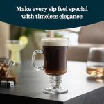 Libbey Irish Coffee Glasses, Elegant Raised Rim Latte Mugs, Dishwasher Safe Glass Irish Coffee Mugs Set of 4 for Milkshakes, Smoothies and More