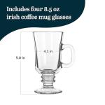 Libbey Irish Coffee Glasses, Elegant Raised Rim Latte Mugs, Dishwasher Safe Glass Irish Coffee Mugs Set of 4 for Milkshakes, Smoothies and More