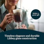 Libbey Irish Coffee Glasses, Elegant Raised Rim Latte Mugs, Dishwasher Safe Glass Irish Coffee Mugs Set of 4 for Milkshakes, Smoothies and More