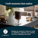 Libbey Irish Coffee Glasses, Elegant Raised Rim Latte Mugs, Dishwasher Safe Glass Irish Coffee Mugs Set of 4 for Milkshakes, Smoothies and More