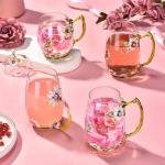 Wisolt Mothers Day Gifts for Mom Glass Tea Mugs for Women Grandma Sister Coworker Teacher Friend Glass Coffee Mug with Spoon Set Christmas Gifts for Women Anniversary Valentines