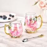 Wisolt Mothers Day Gifts for Mom Glass Tea Mugs for Women Grandma Sister Coworker Teacher Friend Glass Coffee Mug with Spoon Set Christmas Gifts for Women Anniversary Valentines