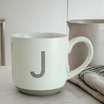 COLLECTIVE HOME - Ceramic Mug, Uppercase Letter Design, Matte Sandstone Texture, Minimalist and Stylish, 15oz, Perfect for Personalized Gifts (J)