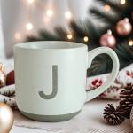 COLLECTIVE HOME - Ceramic Mug, Uppercase Letter Design, Matte Sandstone Texture, Minimalist and Stylish, 15oz, Perfect for Personalized Gifts (J)