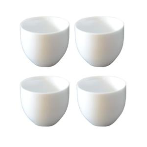 Liang baobao Small Porcelain Teacup Set of 4 White Sample Tea Cups Chinese kung Fu Tea Cup Egg-shaped 3oz (White porcelain)