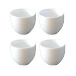Liang baobao Small Porcelain Teacup Set of 4 White Sample Tea Cups Chinese kung Fu Tea Cup Egg-shaped 3oz (White porcelain)