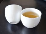 Liang baobao Small Porcelain Teacup Set of 4 White Sample Tea Cups Chinese kung Fu Tea Cup Egg-shaped 3oz (White porcelain)
