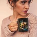 Cute Bear In Forest Design Mug, Customized Name Animal Lover Cup, Novelty Bear Design Black Mug, Personalized Bear Themed Coffee Cup, Gift For Son Daughter, Custom Animal Mug 11oz 15oz