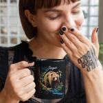 Cute Bear In Forest Design Mug, Customized Name Animal Lover Cup, Novelty Bear Design Black Mug, Personalized Bear Themed Coffee Cup, Gift For Son Daughter, Custom Animal Mug 11oz 15oz