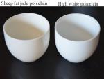 Liang baobao Small Porcelain Teacup Set of 4 White Sample Tea Cups Chinese kung Fu Tea Cup Egg-shaped 3oz (White porcelain)