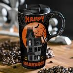 Cypress Home Halloween Seasonal Travel Mugs and Cups - 4 x 5 x 7 Inches Indoor/Outdoor home goods For Kitchens, Parties and Homes (Happy Hauntings)