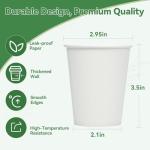 Kuerqi Paper Cups, 100 Pack 8 Oz Disposable Cups, Disposable Coffee Cups 8 Oz, Hot Cups Tea Cups Water Cups for Home Office Travel Party