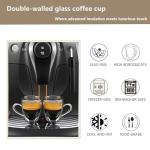 DINGPAl 4 Pack Double Wall Glass Coffee Mugs, 12 oz Walled Insulated Cappuccino Mug Heat Resistant Borosilicate Glass Coffee Cups with Handle and Spoon for Latte, Espresso, Americano, Hot/Cold Drink