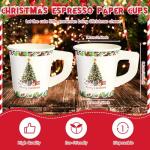Maxcheck 100 Pieces Christmas Espresso Paper Cups with Handle 7oz Drinking Xmas Christmas Tree Disposable Tea Cups Hot Chocolate Cups Bar Accessories for Christmas Party Decoration