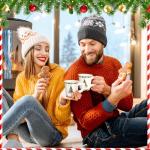 Maxcheck 100 Pieces Christmas Espresso Paper Cups with Handle 7oz Drinking Xmas Christmas Tree Disposable Tea Cups Hot Chocolate Cups Bar Accessories for Christmas Party Decoration