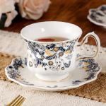 NVKIC Elegant Retro Ceramic Tea Cups and Saucers Ceramic Coffee Mugs Tea Party Sets 8.45oz/260ml Colorful Flowers